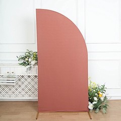 7 ft x 3 ft TERRACOTTA Matte Fitted Spandex Half Moon Arch Stand Cover Wedding