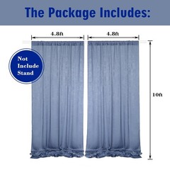 9.6 Feet x 10 Feet Dusty Blue Silky Soft Curtain Wedding Backdrop Drapes, Sli…