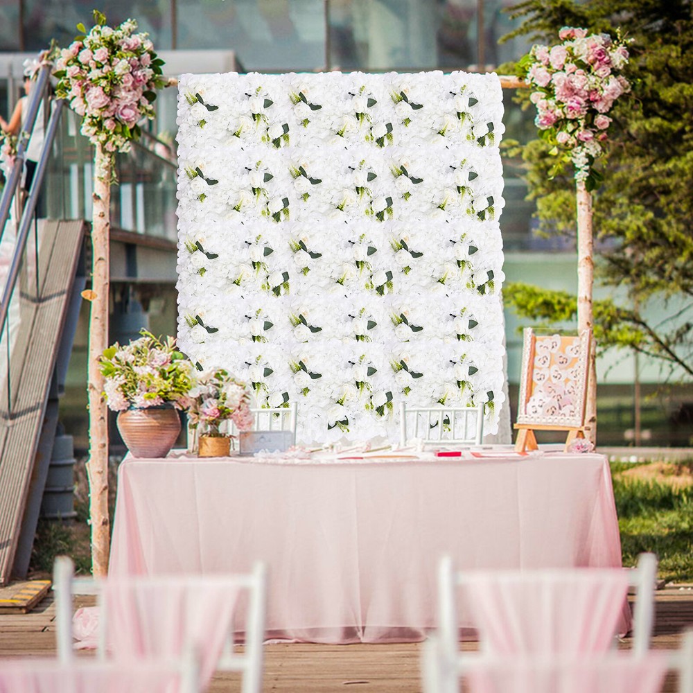6 Pcs Artificial Wedding Silk Flower Wall Decor Background Rose Floral Panels