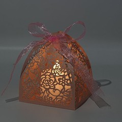 Pack of 100 Laser Cut Rose Candy 1 Count (Pack of 100) Pink (Rose box 100)