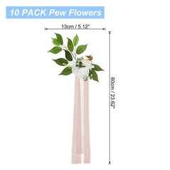 10Pcs Wedding Aisle Decorations Pew Flowers Chair Decor Artificial Flowers White