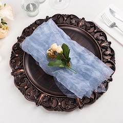 5 Dusty Blue Sheer Crinkled Organza Dinner 21″ x (Set of 5),
