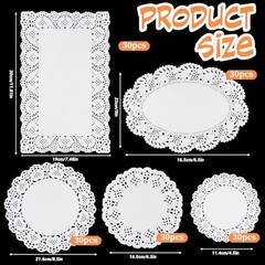 5 Sizes Paper Doilies, 150 Pcs Lace Doilies Paper Round Disposable Placemats