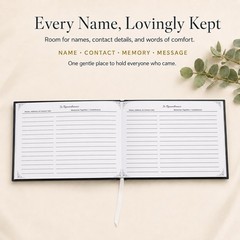 Only Zest Funeral Guest Book for Memorial Service Black