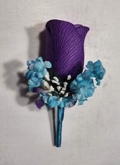 Purple Teal Rose Tiger Lily Bridal Wedding Bouquet Accessories