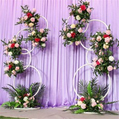 2pcs Half Moon White Metal Wedding Flower Display Frame Arch Backdrop Stand Deco