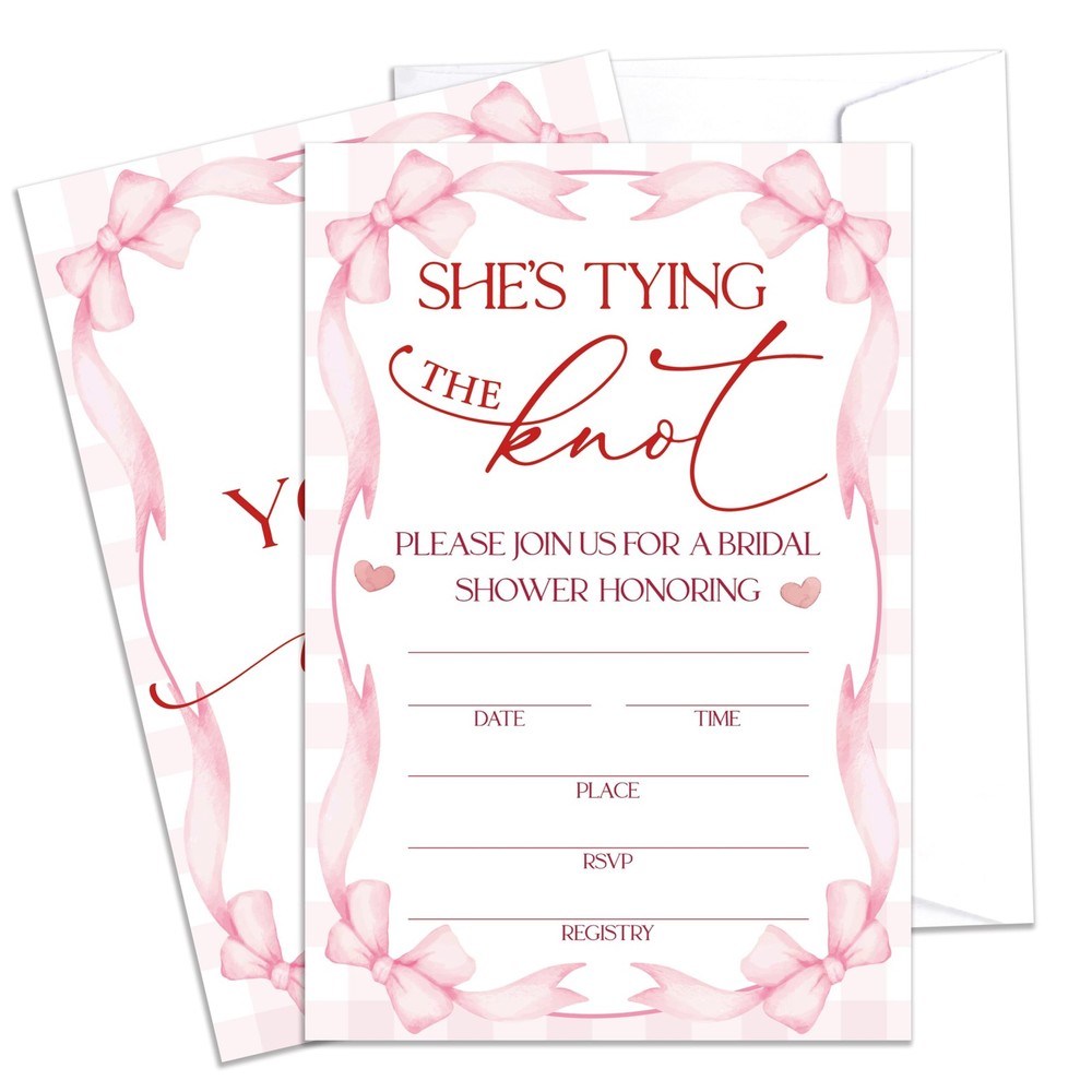 Mueddur Bridal Shower Invitations With Envelopes, She’s Tying The Knot…