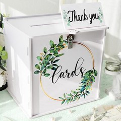 PVC Wedding Card Box with Lock White Money Gift Box for Reception Decorations