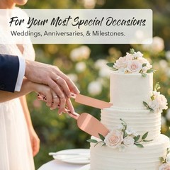Homi Styles Wedding Cake Knife and Server Set | Rose Gold Color Premium 420 S…