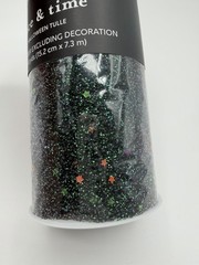 Place & Time Halloween Tulle 100% Polyester 6″ x 8 yds Green Glitter w/Stars