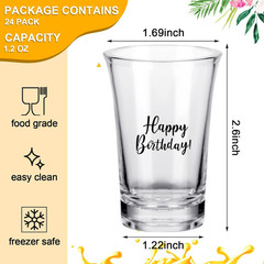 24 Pcs Birthday Party Shot Glasses Bulk Adult Party Favors for Guests 1.2 Oz Fun