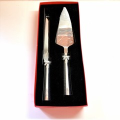 New Kate Spade Lenox Silverplate Cake Server & Knife Set w/ Bows Wedding