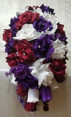 Burgundy Purple White Rose Calla Lily Bridal Wedding Bouquet Accessories