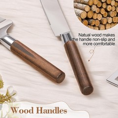 TUKDAK Cake Cutting Set for Wedding, Wood 10.2 inches, Walnut-silver