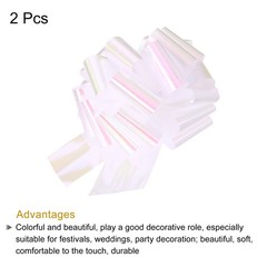 2Pcs 10 Inch Metallic Large Pull Bow Gift Wrapping Bows Ribbon Colorful White