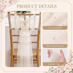 Vintage Chair Sashes Embroidered Boho Bows Rustic Floral Ties for Wedding Bridal