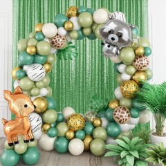 2×8FT-2PCS Grass Green Sequin Backdrop Curtains Panels, Photography Backdro