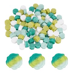 4Pcs Wax Seal Beads Hexagon Sealing Beads Kit White/Blue/Dark Green/Light Green