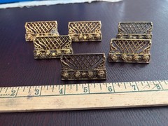 Set 6 NOS brass rose place card holder stands MCM modernist dinner party