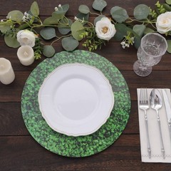 GREEN 6 Round 13″ Boxwood Leaf Print Cardstock Paper PLACEMATS Party Decorations