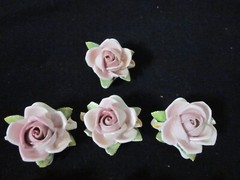 Lot of 10 Handarbeit Germany Porcelain Pink Cabbage rose Place card holders