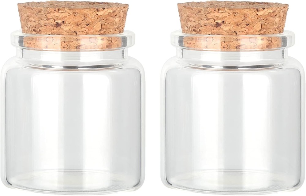 Magic Season Decorative Round Glass Bottles with Cork Stoppers (2 1.7 fl oz.