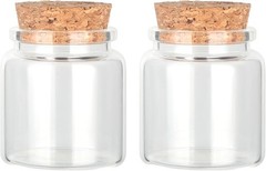 Magic Season Decorative Round Glass Bottles with Cork Stoppers (2 1.7 fl oz.