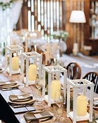 Rustic Wooden Lantern Centerpieces 16pcs Wedding Party Table Decor Flameless LED
