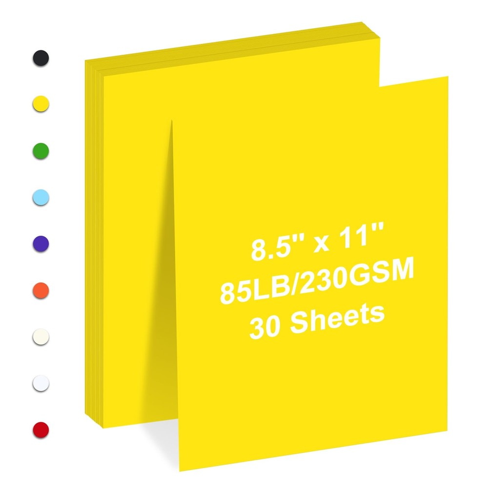 Cardstock 8.5″ x 11 «,Cardstock Paper 85 lb/230 gsm,Yellow 30 Sheets, Yellow