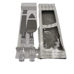 Crystal Clear Home 2 Piece Acrylic & Stainless-Steel Cake Serving Set New W/ Bx