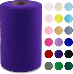 Purple Tulle Fabric Roll 6″ by 100 Yards (300 Ft) Soft Tulle Spool for DIY Craft