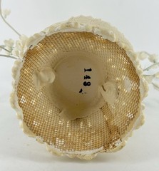 Vintage Art Deco Bride Groom Wedding Topper Bell Clapper Lace Ceramic Stand Silk