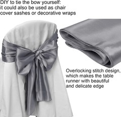 4pc 12″x 108» Gray Satin Table Runner Bright Silk Smooth Wedding Party Banquet