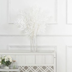2 White 42 in Artificial Beech LEAVES Bushes Silk Plant Stems Party Decorations