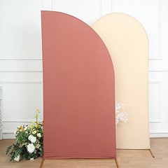 7 ft x 3 ft TERRACOTTA Matte Fitted Spandex Half Moon Arch Stand Cover Wedding