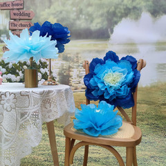 Blue Navy Tissue Paper Flower for Floral Wall DIY Party Backdrop Wedding (20“-14