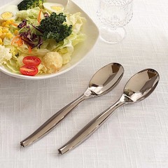 10 Silver 10″ Heavy Duty Plastic Large Serving Spoons Party Events Tableware