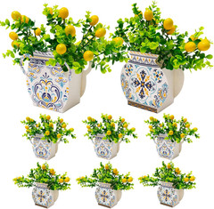 18 PCS Amalfi Coast Party Decorations, 6 Blue Tiles Lemon Table Centerpiece