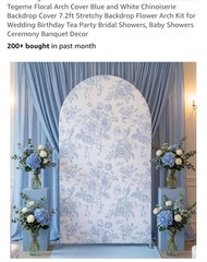 New Out Of Box Fabric For Backdrop Arch Blue White Floral 7.2 ft