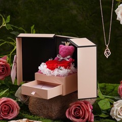 Preserved Eternal Rose With «I Love You» in 100 Languages Necklace