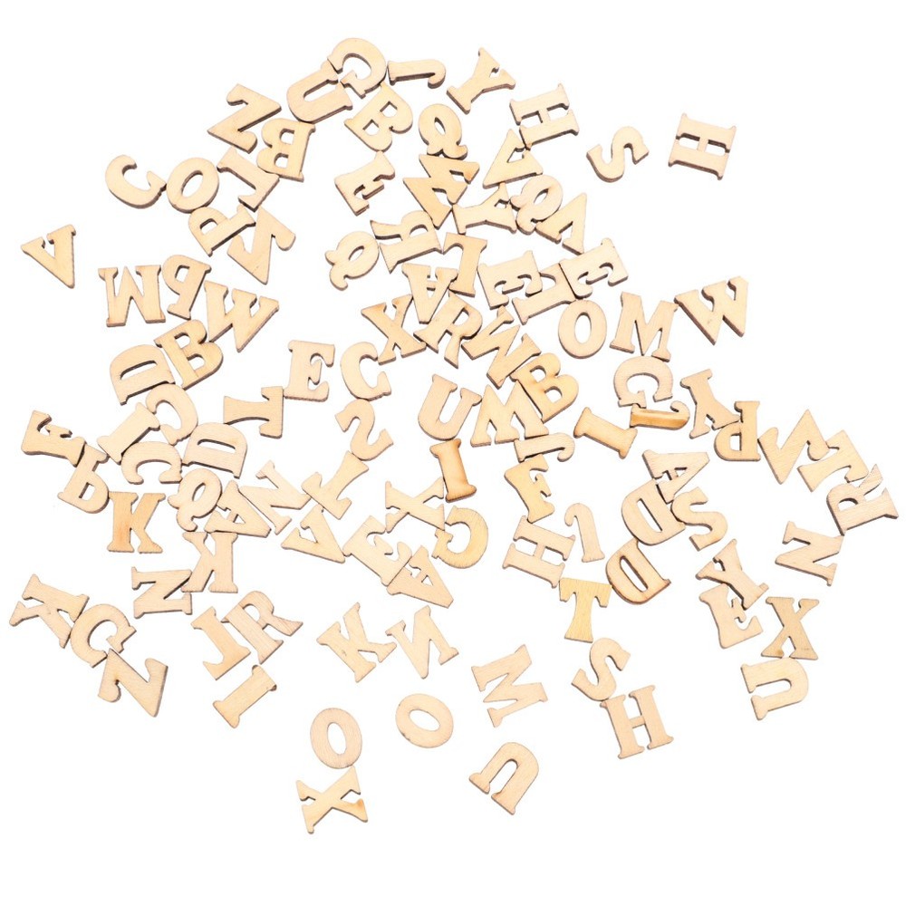 100 Pcs Wooden Letters Child Learning Small Alphabets Crafts Slices for