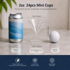 Set of 24 Disposable Clear 2 oz Martini Glasses – Disposable for Cocktails
