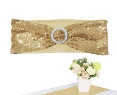 Snioreta Pack of 9 Stretch Sequin Chair Sashes Chair Bands One Sided A0130