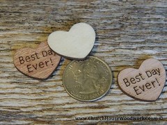 100 qty 1″ Best Day Ever! Wood Hearts Table Confetti Wooden Wedding Decor