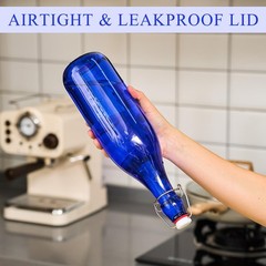 Teenyyou 6 Pcs Cobalt Blue Glass Bottles 1 L/ 33.75 oz oz,