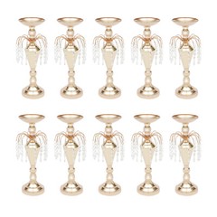 17.7in Height 10 Pcs Versatile Metal Wedding Centerpieces Vase& Pillar Candle