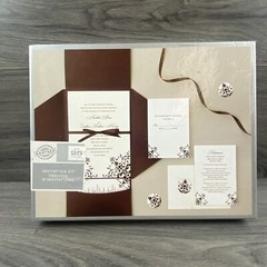 Gartner 25 Count Wedding Engagement Invitation Kit Brown & Ivory Damask New