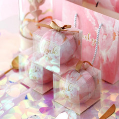 3x3x3 Inches Clear Favor Boxes with Gold Gift Ribbons 30 PCS Transparent Plastic