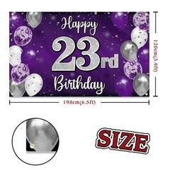 Happy 23rd Birthday Decorations,23rd Purple & Silver Balloon Large Birthday B…
