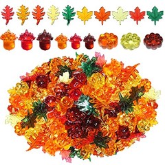 HADDIY Vase Filler – 165 Pcs Acrylic Pumpkin Leaves Acorn Gems Sensory Bin Fall